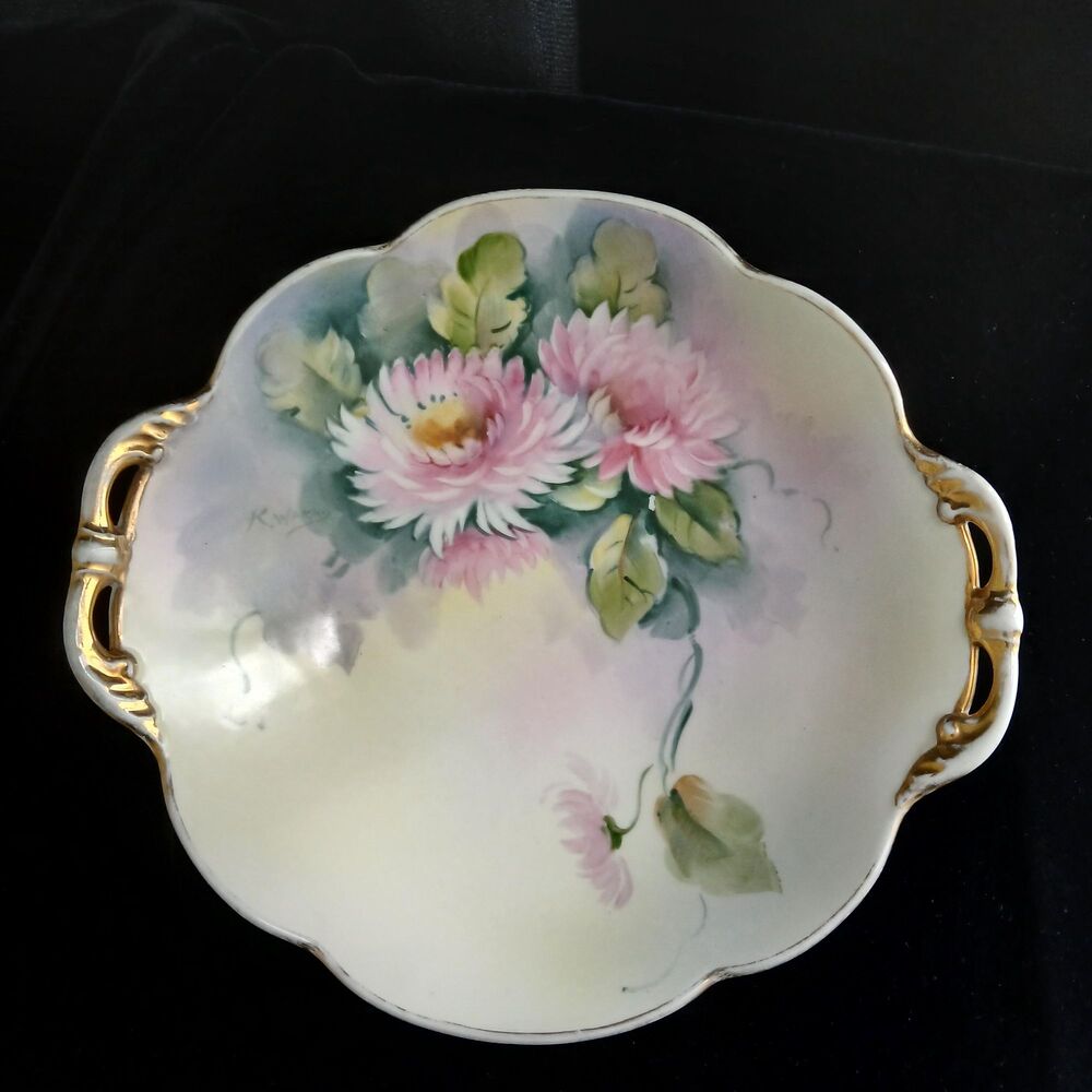Antique hand painted Noritake Bowl Pink Chrysanthemums 1911 - 1921